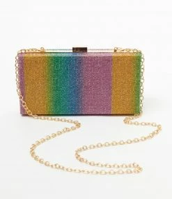 Joia Rainbow Ombre Rhinestone Hard Clutch Accessories