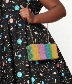 Joia Rainbow Ombre Rhinestone Hard Clutch Accessories