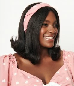 1950s Unique Vintage Light Pink & White Hearts Hair Scarf