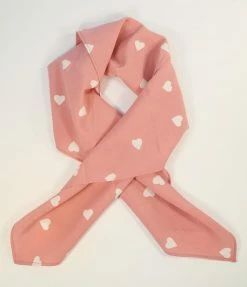 1950s Unique Vintage Light Pink & White Hearts Hair Scarf