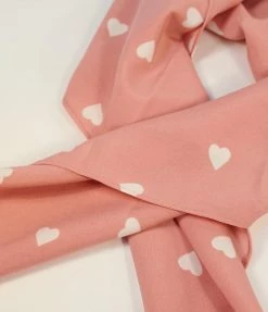 1950s Unique Vintage Light Pink & White Hearts Hair Scarf