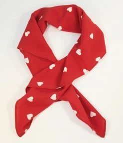 1950s Unique Vintage Red & White Hearts Hair Scarf