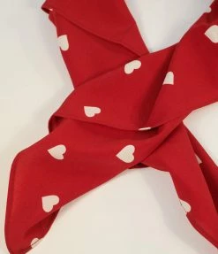 1950s Unique Vintage Red & White Hearts Hair Scarf