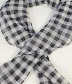 Unique Vintage Black & White Gingham Hair Scarf 1950s