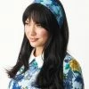 Unique Vintage Blue & Yellow Floral Print Hair Scarf