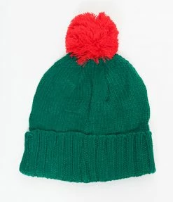 FAME Accessories Green Pom Pom Beanie
