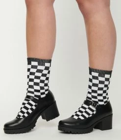 Ana Accessories Black & White Checkered Ankle Socks