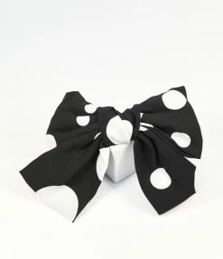 Ana Accessories Black & White Polka Dot Bow Hair Clip