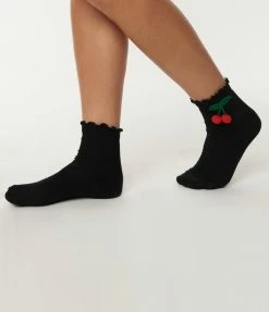 Ana Accessories Black Cherry Crew Socks
