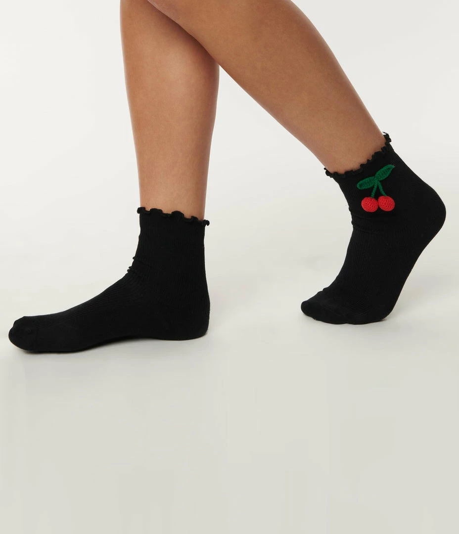 Ana Accessories Black Cherry Crew Socks