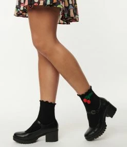 Ana Accessories Black Cherry Crew Socks