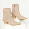 Shoe Addict Taupe Suede Pointed Toe Bootie