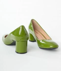 Unique Vintage Brand Unique Vintage Green Patent Block Heels