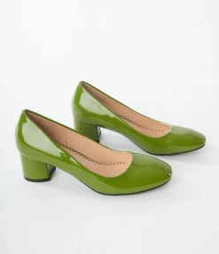 Unique Vintage Brand Unique Vintage Green Patent Block Heels