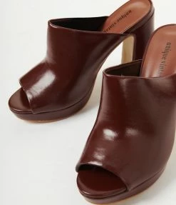Unique Vintage Brand Unique Vintage Brown Open Toe Mule Heels