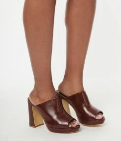 Unique Vintage Brand Unique Vintage Brown Open Toe Mule Heels