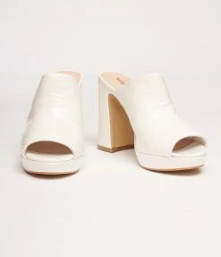 Unique Vintage White Open Toe Mule Heels