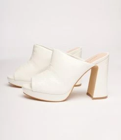 Unique Vintage White Open Toe Mule Heels