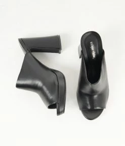 Unique Vintage Black Open Toe Mule Heels Unique Vintage Brand
