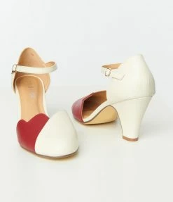 1950s Chelsea Crew Red & Cream Pumps