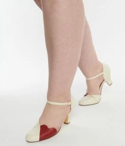 1950s Chelsea Crew Red & Cream Pumps