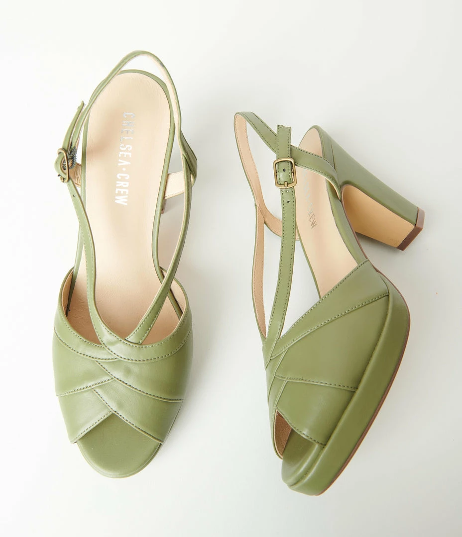 Chelsea Crew Sage Green Peep Toe Arabel Heels