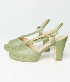 Chelsea Crew Sage Green Peep Toe Arabel Heels