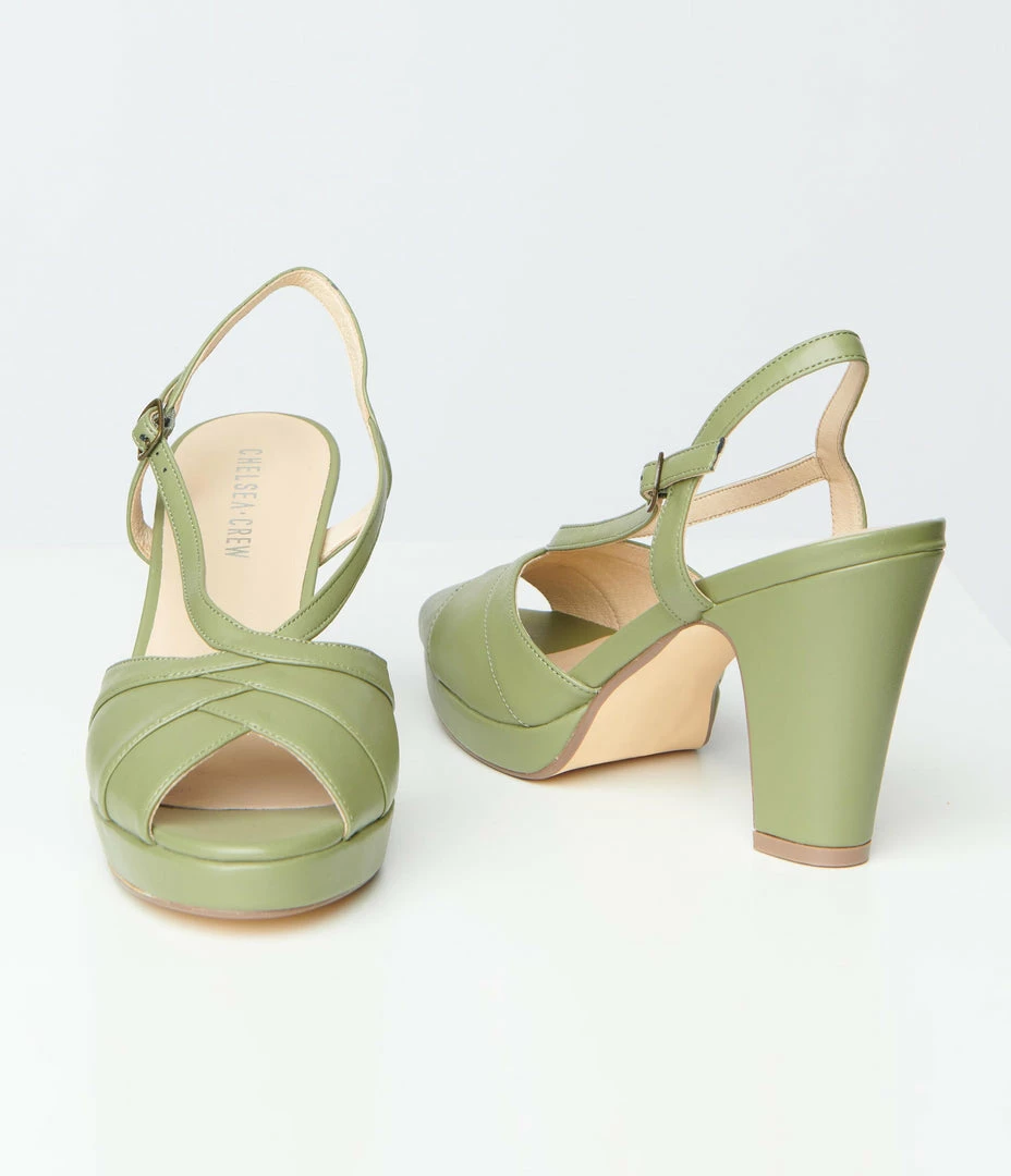 Chelsea Crew Sage Green Peep Toe Arabel Heels