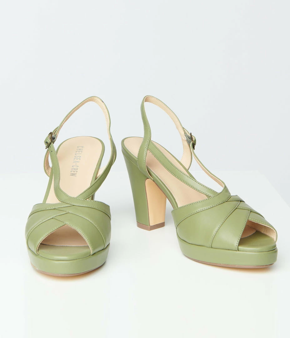 Chelsea Crew Sage Green Peep Toe Arabel Heels