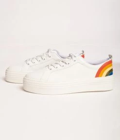 Chelsea Crew White & Rainbow Platform Sneakers