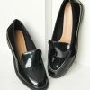 December Shoes Vintage Style Black Patent Leatherette Loafers