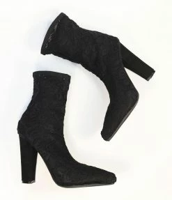 December Shoes Black Lace Pump Boots