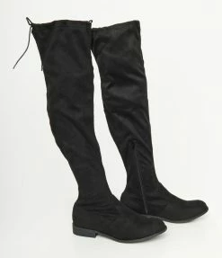 Dayday Fashion Black Suede Thigh-High Boots