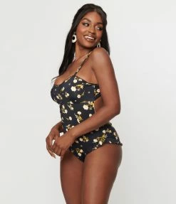 Kingdom & State Black & Ivory Floral One Piece Swimsuit