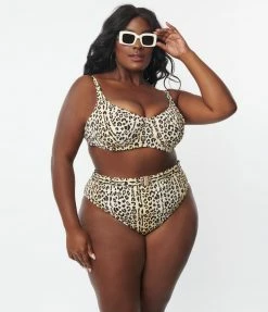 Kingdom & State Plus Size Leopard Print Swim Top