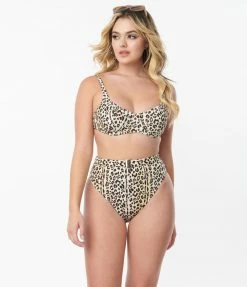 Kingdom & State Leopard Print Swim Top Swimwear