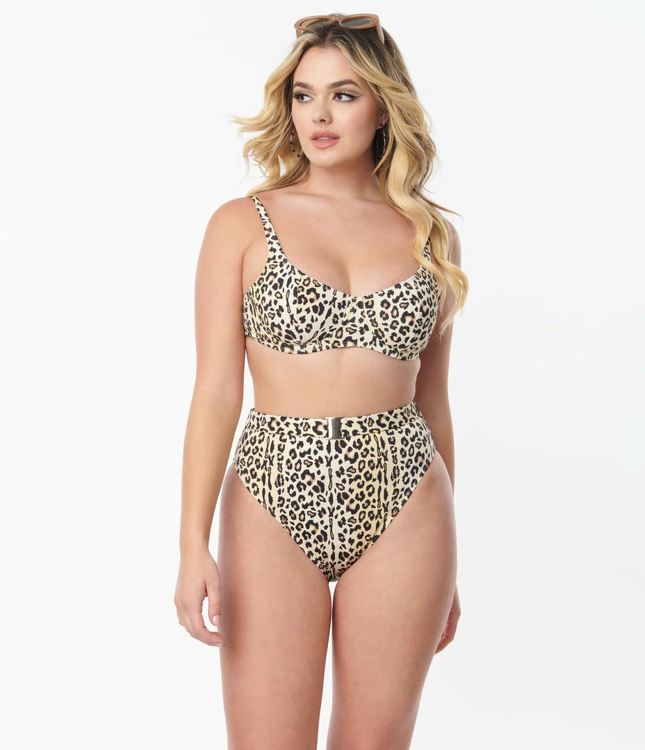 Kingdom & State Leopard Print Swim Top Swimwear