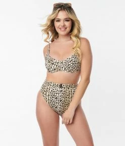 Kingdom & State Leopard Print Swim Top Swimwear