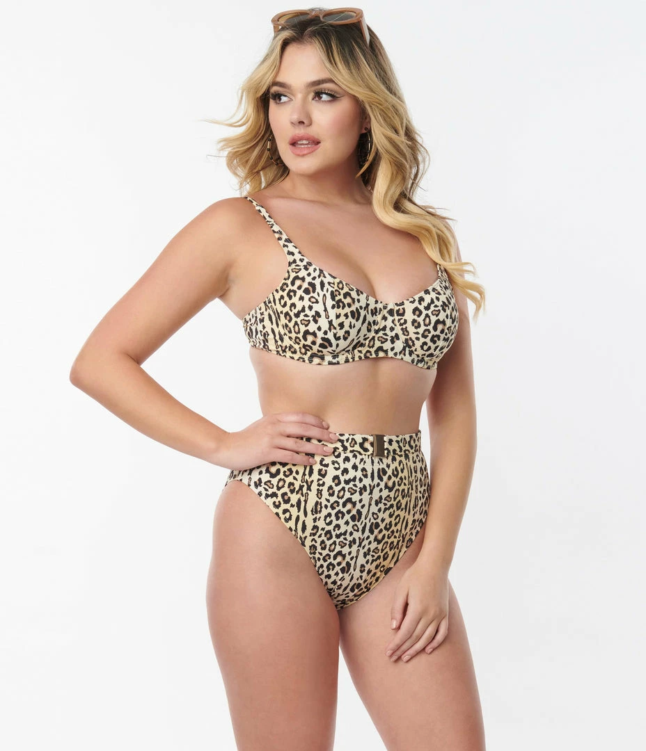 Kingdom & State Leopard Print Swim Top Swimwear