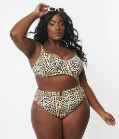 Kingdom & State Plus Size Leopard Print Swim Top