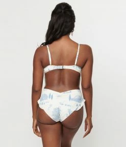 Kingdom & State Ivory & Blue Farm Print One Piece Swimsuit