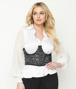 Daisy Corsets Black & Celestial Star Print Open Cup Corset Accessories