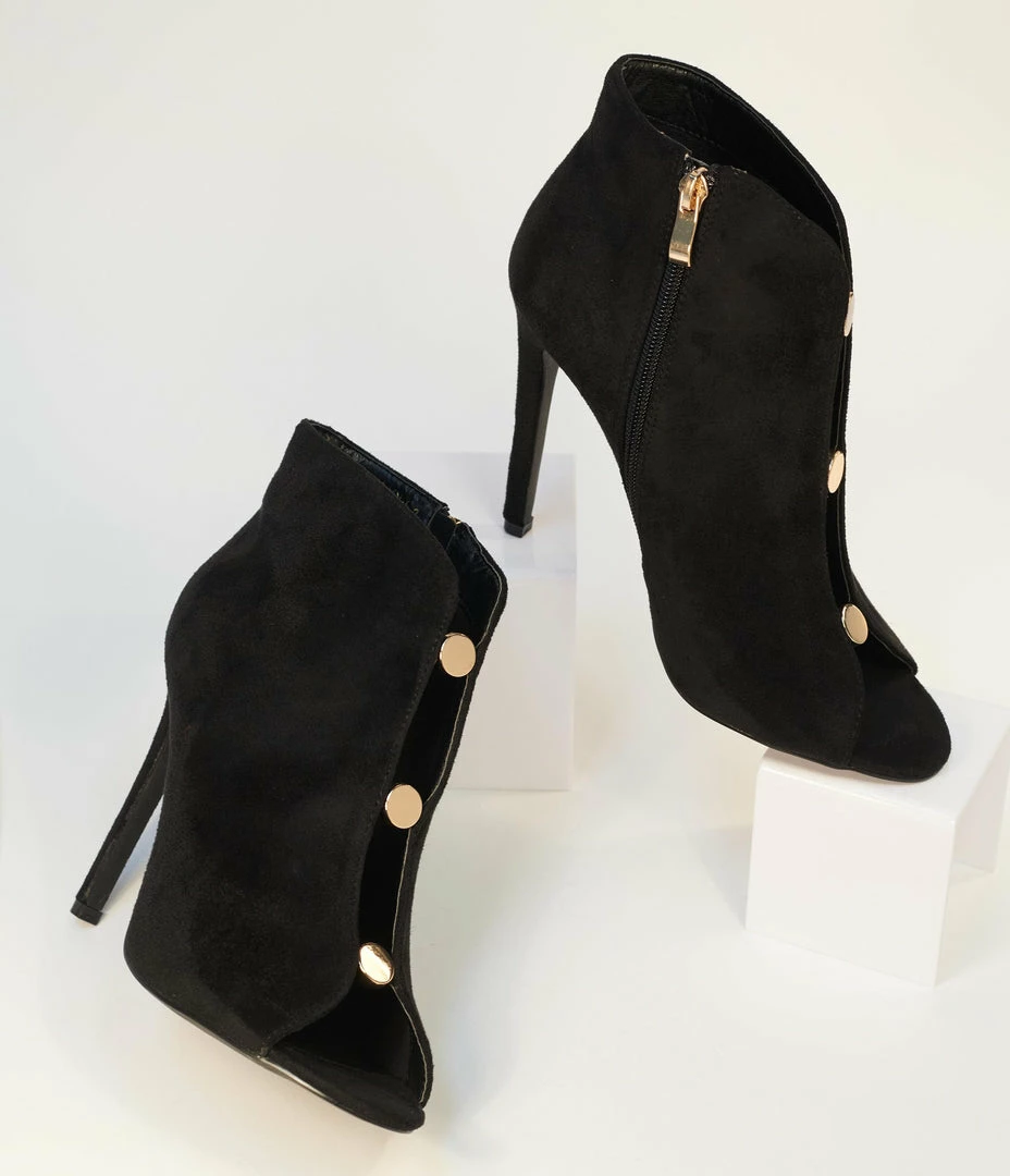 DDK FOOTWEAR, INC Black Peep Toe Stiletto Booties