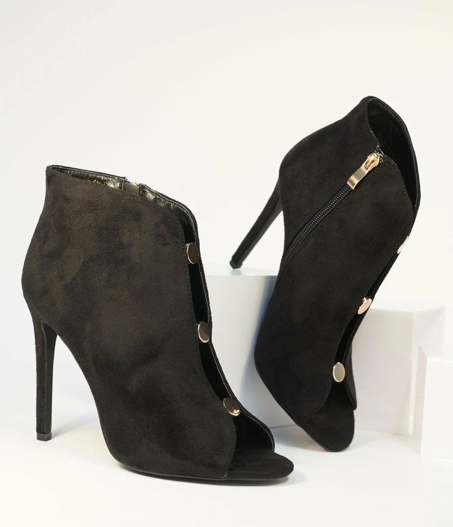DDK FOOTWEAR, INC Black Peep Toe Stiletto Booties