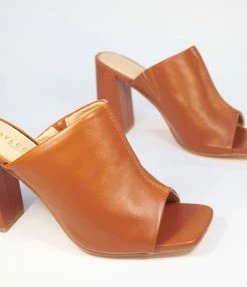 DDK FOOTWEAR, INC Camel Peep Toe Mule Heels