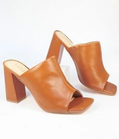 DDK FOOTWEAR, INC Camel Peep Toe Mule Heels