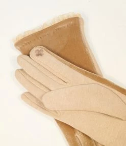 Joia Accessories Gold Velvet & Lace Gloves