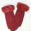 Joia Accessories Burgundy Fur Trim Gloves