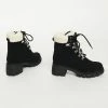 DDK FOOTWEAR, INC Shoes Black Suedette Teddy Trim Chunky Boots