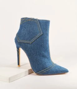 DDK FOOTWEAR, INC Shoes Denim Stiletto Booties